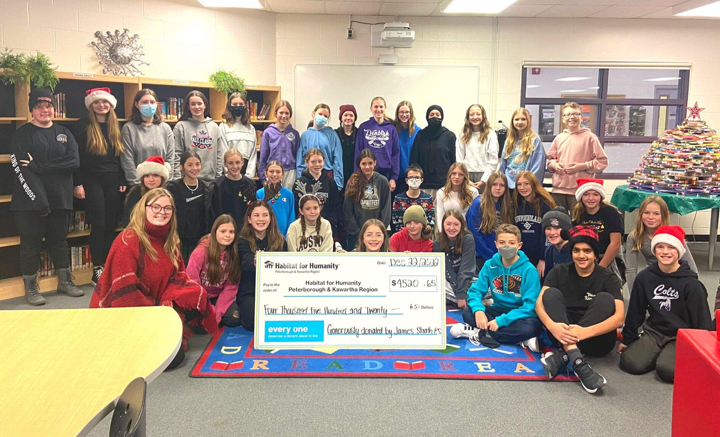 James Strath public school students in Peterborough Ontario raises over $4500 for Habitat for Humanity Peterborough & Kawartha Region